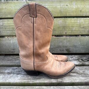 Justin Euro Elk 1325 Mens Tan Leather Western Cowboy Boots Made in USA Size 10 B